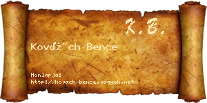 Kovách Bence névjegykártya